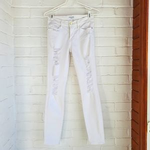 Frame White Skinny Jeans le Skinny de Jeanne Distressed Size 27
